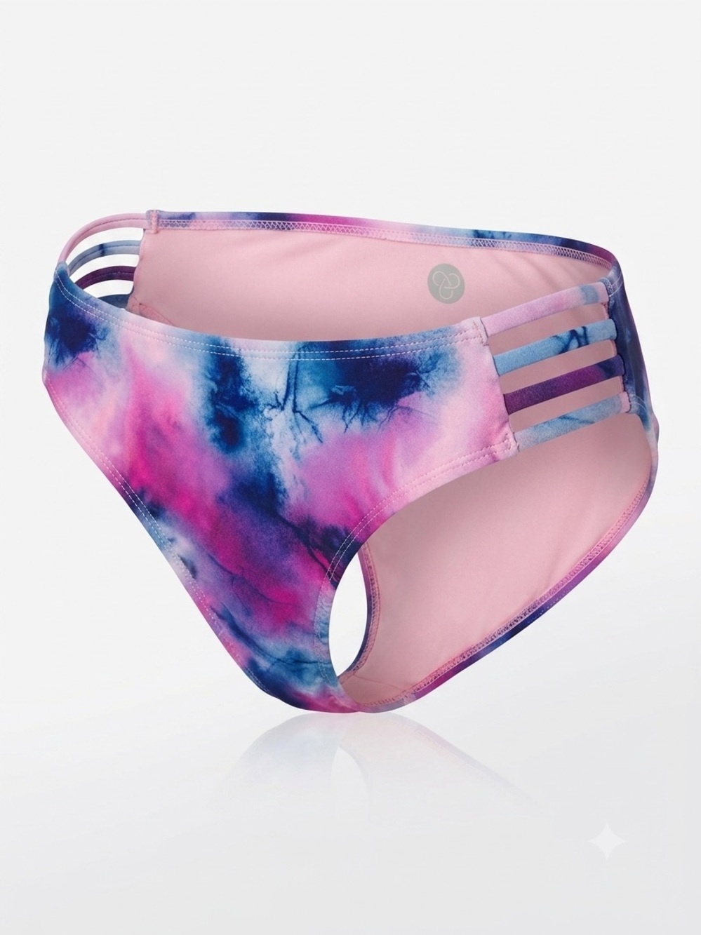 Zella Girl Nordstrom Tie Dye Strappy Mid Rise Bikini Bottom L 12 NWOT